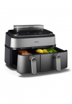 Philips Kar&scaron;to oro gruzdintuvė &raquo;NA555/00 Steam Airfryer 5000 Series Dual Basket 9L Kapazit&auml;t (3L+6L)&laquo; 2750 W su Dampfgar-Funktion; Silber/Edelstahl