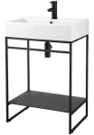 welltime Spintelė po kriaukle &raquo;Loft&laquo; vonios kambario baldai juoda spalva su Keramikwaschbecken plotis 60cm