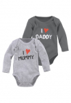 KIDSWORLD Body &raquo;2er Pack Baby-Bodies Mummy & Daddy&laquo; Rinkinys 2 2 Stk. i&scaron; ekologi&scaron;kės medvilnės