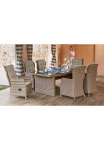 MERXX Garten-Essgruppe &raquo;Riviera&laquo; 6x Fotelis ir Sėdėjimo ir Dekoratyvinės pagalvėlės 1x stalas 200x100 cm 13 Stk. dalys Polyrattan Stahl ir atrama tinka dėl 6 asmenys