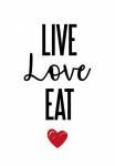 queence Wanddekoobjekt &raquo;LIVE LOVE EAT&laquo; Paveikslas i&scaron; plieno Paveikslas Spruch Witzig Sienos dekoracija retro 20x30cm