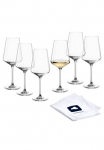 LEONARDO Taurės baltam vynui &raquo;Gl&auml;ser-Set PUCCINI + Poliertuch 7-teilig&laquo; 6 Weisswein stiklinės 560 ml su Poliertuch
