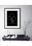 queence Paveikslas &raquo;Henry&laquo; Kunst | Luftballon | Modern | Schwarz-Wei&szlig; 1 Stk. dalys HD Premium Poster-Druck ir Holzrahmen