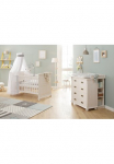 OTTO home Babyzimmer-Komplettset &raquo;Aimo luxori&ouml;ser Landhausstil Messinggriffe&laquo; ekonomi&scaron;kas rinkinys vaiki&scaron;ka lova vystymo lenta su komoda Unterbauregal 5 Stalčius 3 Stk. dalys i&scaron; Massivholz; FSC&reg;-Holz i&scaron; gewissenhaft bewirtschafteten W&auml;ldern