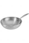 RESTO Kitchenware Wok keptuvė &raquo;Crater tiefe keptuvė i&scaron; Tri-Ply (Edelstahl + Aliumininis + Edelstahl)&laquo; Nerūdijančio plieno 18/10 1 Stk. dalys Energieeinsparung 25% durch die dreilagige Basis ofenfest
