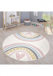 Paco Home Vaiki&scaron;kas kilimas &raquo;Cosmos 351&laquo; ovali 16 mm auk&scaron;tis Trumpo plauko kilimas Vaiki&scaron;kas kilimas Motiv Regenbogen & Herz vaikų kambario baldų komplektas