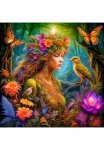 queence Paveikslas &raquo;Im Verborgenen des Zauberwaldes - Katharina Kolenda&laquo; gėlės | Blumenbilder | Fantasy | Frau | Tiere | Vogelbilder | V&ouml;gel 1 Stk. dalys Kunst knallige spalvos bunt