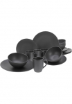 CreaTable Servizas &raquo;Geschirr-Set Soft Touch Black&laquo; Service juoda spalva seidenmatte Glasur 16 Teile dėl 4 asmenys