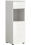 welltime Spintelė &raquo;Biel auk&scaron;tis 106 cm1 durys 1 Schubkasten&laquo; 1 Stk. dalys T&uuml;ranschlag wechselbar moderni Design Vonios spinta spintelė Bad