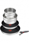 Tefal Keptuvių rinkinys &raquo;Jamie Oliver Ingenio G6 puodas ir keptuvių rinkinys nuimamas Griff&laquo; Nerūdijančio plieno rinkinys 2x Keptuvė &Oslash; 24/28 cm 2x Kasserollen &Oslash; 16/20 cm 1x nuimamas rankena 5 Stk. dalys stapelbar platzsparend einfache Reinigung Induk ...