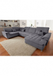 DOMO collection Sofa &raquo;Franzi pasirinktinai su miegojimo funkcija Dėžutė patalynei & Kopfteilverstellung&laquo; U-Form gulimasis krėslas i&scaron; de&scaron;inės dunkelgrau B/T: 352/214 cm
