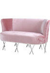 Leonique Sofa &raquo;Scarlett&laquo; Sofa/Bank rosa Velours Chromf&uuml;&szlig;e Design 145x72x80