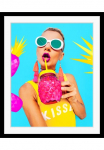 queence Paveikslas &raquo;Jule&laquo; Ananas | Frau | Kunst | palmių motyvas | Pflanzen HD Premium Poster-Druck ir Holzrahmen