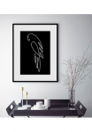 queence Paveikslas &raquo;Coco&laquo; Kunst | Papageien | Schwarz-Wei&szlig; | Vogelbilder | V&ouml;gel 1 Stk. dalys HD Premium Poster-Druck ir Holzrahmen