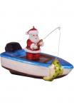 Krebs Glas Lauscha Krebs I&scaron; stiklo Lauscha Eglutės žaisliukai &raquo;Fischerboot su kalėdų senelis Weihnachtsdeko Christbaumschmuck&laquo; mundgeblasen