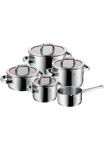 WMF Puodų rinkinys &raquo;Function 4 stiklinis dangtis su 4 Abgie&szlig;funktionen poliert unbeschichtet&laquo; 1x puodas 20cm 3x puodas mėsai 16/20/24cm 1x puodas su ilga rankena 16cm Cromargan&reg; Nerūdijančio plieno Rostfrei 18/10