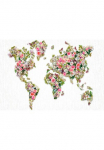 living walls Tapetai &raquo;Weltkarte i&scaron; Rosen Vlies&laquo; glatt Blumige fototapetas Landkarte Floral 400m x 270m Wei&szlig; Gr&uuml;n Rosa