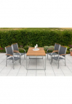 MERXX Garten-Essgruppe &raquo;&raquo;Siena&laquo;&laquo; rinkinys Pulverbeschichtetes Aluminiumgestell stalo plok&scaron;tė i&scaron; Akazienholz 5 Stk. dalys Ausziehtisch: LxB: 150-200 x 90 cm