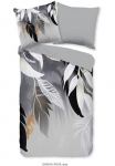PURE luxury collection Patalynės užvalkalai &raquo;Ross leaves&laquo; 2 Stk. Mikrofaser 135x200 Pflegeleicht Užtrauktukas Wendeoptik Grau