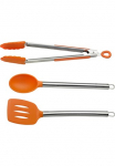 PINTINOX Stalo įrankių rinkinys &raquo;Pinti Silicone Orange&laquo; (Servierl&ouml;ffel Bratenwender Zange) Edelstahl/Silikon