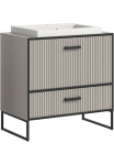 welltime Vonios spintelė &raquo;Locri auk&scaron;tis 84 cm Rillenoptik Metallkufen&laquo; 2 Stk. dalys Aufsatzwaschbecken moderni Design spintelė Vonios spinta Bad