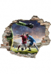 queence Sienos lipdukai &raquo;Fu&szlig;ball Zweikampf&laquo; Sienų lipdukai paveikslas selbstklebend 3D Wanddurchbruch