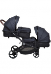 BabyGo Zwillings-Kombikinderwagen &raquo;Twinner rinkinys Grey melange&laquo; 30 kg ir 2 Regenhauben Mamos rankinė