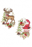W. Reuter & Sohn - Plauener Spitze&reg; Lango dekoracija &raquo;Weihnachtsmann ir Hirsch&laquo; pagamintas in Germany