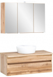 welltime Vonios kambario baldų komplektas &raquo;Lienz&laquo; spintelė su veidrodžiu ir spintelė po kriaukle 2 Stk. dalys