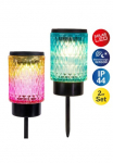 n&auml;ve LED &Scaron;viestuvas su saulės baterija &raquo;Mila&laquo; LED-Modul 2 Stk. Warmwei&szlig; 2vnt. rinkinys Dekoerdspie&szlig; I&scaron; stiklo 1x raudona 1x blau &scaron;viesos jutiklis H: 25cm