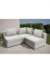 DOMO collection Kampinė sofa &raquo;Solskin individuell erweiterbar/kombinierbar L-Form&laquo; su losen Kissen. &Scaron;ildanti nugaros ir &Scaron;oninės užuolaidos kaip Stecksystem.