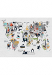 living walls Kindertapete &raquo;The Wall&laquo; Motiv | mehrfarbig glatt fototapetas Tiere Tapetai Weltkarte Tapeten vaikų kambario baldų komplektas Design imitacija