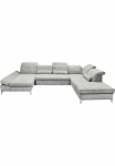 ED EXCITING DESIGN Sofa &raquo;Melfi U-Form su miegojimo funkcija Bettkasten&laquo; Arm- & Kopfteilverstellung & 3 Pagalvėlės su užra&scaron;ais