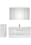 Saphir Vonios kambario baldų komplektas &raquo;Balto Sprint 3 dalių Mineralmarmor-Waschtisch su LED-Spiegelschrank&laquo; 4 Stk. dalys