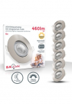 B.K.Licht LED įmontuojamas &scaron;viestuvas &raquo;6er rinkinys Einbaustrahler Schwenkbar Deckenspots Plok&scaron;čias Spots&laquo; LED-Board Warmwei&szlig; 3.000K 460Lm 5W plastikas 9 x 24 cm Nickel