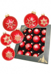 Krebs Glas Lauscha Krebs I&scaron; stiklo Lauscha Weihnachtsbaumkugel &raquo;Schneeflocke rot&laquo; Weihnachtsdeko Eglutės žaisliukai Eglutės žaisliukų komplektas i&scaron; I&scaron; stiklo
