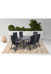KONIFERA Garten-Essgruppe &raquo;Messina&laquo; 6x Fotelis 1x stalas 160x90x74 cm Aliumininis Textilgewebe 7 Stk. dalys klappbar 7-fach Reguliuojamas atlo&scaron;as stalo plok&scaron;tė i&scaron; Alulatten