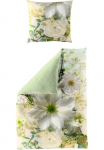 BIERBAUM Patalynės užvalkalai &raquo;Green Flower&laquo; 2 Stk. Mako-Satin 100 % medvilnė su gėlėtas ra&scaron;tas pflegeleicht