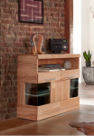OTTO home Komoda &raquo;Ribe 85cm breit35 cm tief Fronten Massivholz2 durys su Glaseinsatz&laquo; mediena massiv Holzwerkstoff3 plotis F&auml;cher