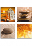 Artland Paveikslas ant drobės &raquo;Buddha-Statue Zen Garten Massagesteine&laquo; Zen 4 Stk. dalys 4vnt. rinkinys verschiedene dydžiai