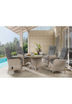 Destiny Garten-Essgruppe &raquo;PALMA LUNA&laquo; rinkinys 1 stalas &Oslash; 4 kėdė su atlo&scaron;u kočėlas 5 Stk. dalys (Rinkinys 9-tlg. 4 kėdė su atlo&scaron;u 1 stalas &Oslash; 100x75cm) Aliumininis Polyrattan