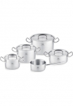 Fissler Puodų rinkinys &raquo;Original-Profi Collection&reg; Retro&laquo; rinkinys 3 Kocht&ouml;pfe1 puodas 1 puodas su ilga rankena 4 Metalldeckel 9 Stk. dalys Nerūdijančio plieno 18/10