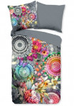 hip Patalynės užvalkalai &raquo;Olinga&laquo; 2 Stk. atlasas Užtrauktukas Wendeoptik Mandala Blume Grau Bunt