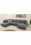 Home affaire Sofa &raquo;Tournon U-Form XXL sofa plotis 333 cm Webstoff Chenille&laquo; Designsofa im nordischen stilius Wellenunterfederung metalinės kojos