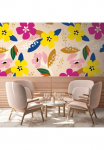 living walls Fototapetas &raquo;Blumentapete Bunt&laquo; gemustert | matinis | neutral glatt fototapetas Floral Tapeten Wohnzimmer miegamojo kambario baldai K&uuml;che Design imitacija