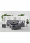 KONIFERA Gartenlounge-Set &raquo;Paris&laquo; rinkinys 2x 3vnt. suolas 1x suolas 1x Kojų kėdutė 1x stalas 140x80x67cm Aliumininis 17 Stk. dalys ir Auflagen/Schutzh&uuml;lle Polyrattan atlo&scaron;as kočėlas