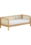 Home affaire Lova &raquo;Olive su Eiche massiven Bettpfosten Bettseiten furniert&laquo; B/H/T ca. 210x75x966cm Auf. Natur zeitloses Design 90/200 ir grotelės čiužiniui ir madingas Rattan Kopf- u. &Scaron;oninės užuolaidos