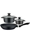 GSW Puodų rinkinys &raquo;Gourmet Granit&laquo; rinkinys 1 Puodas 16 x H 75 cm 1 Puodas 20 x H 90 cm 1 Keptuvė 24 cm 5 Stk. dalys lieto aliuminio