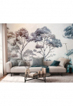 living walls Fototapetas &raquo;THE WALL III Tapetai su B&auml;umen Motivtapete Urwald Dschungeloptik&laquo; matinis glatt tapetai Zeichnung dėl miegamojo kambario baldai K&uuml;che Wohnzimmer B&auml;ume Design