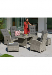 KONIFERA Garten-Essgruppe &raquo;Monaco&laquo; rinkinys 1x2er sofa 2x Fotelis 2x Kojų kėdutė 1x stalas 120x70x66cm ir atrama 16 Stk. dalys Polyrattan Aliumininis atlo&scaron;as kočėlas Grau